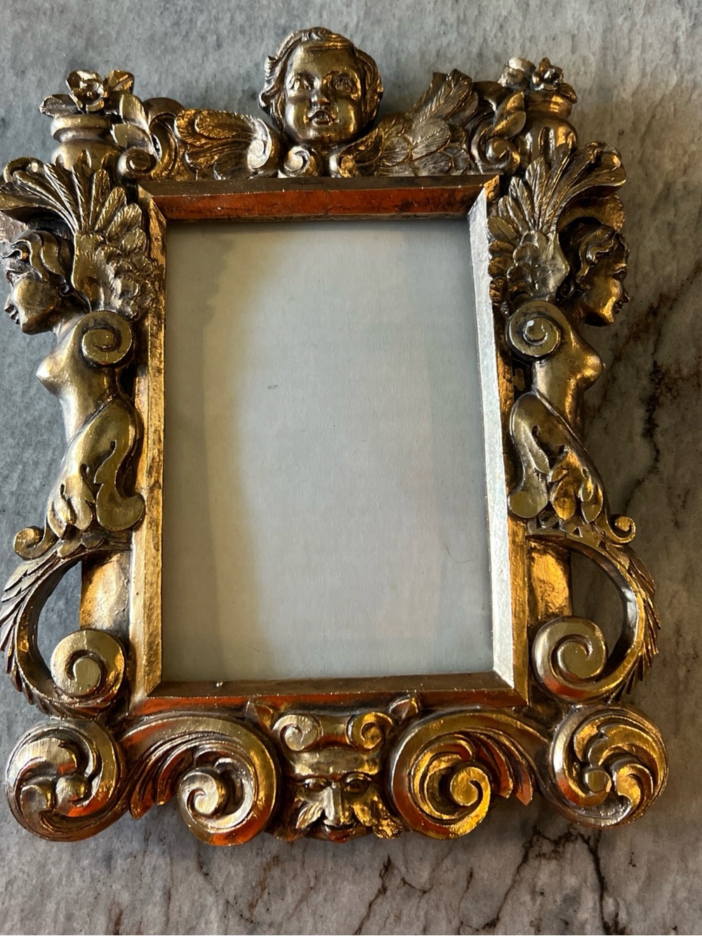 Source Unknown Ornate Gold Cherub Picture Frame